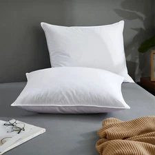 UNIKOME 2 Pack Medium Firm Classic White Goose Feather Bed Pillows
