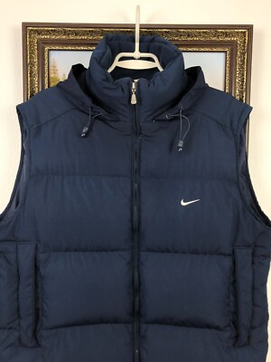 さ*じ様 90s old NIKE down vest Nike Vintage 90s Down Puffer Vest Jacket Navy Rare Warm Bomber