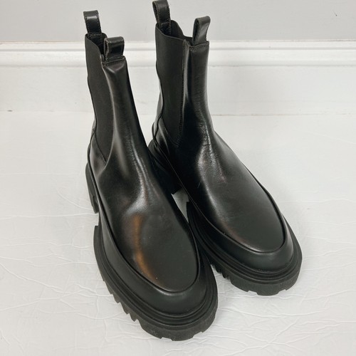 NUEVAS Botas Chelsea Allsaints Harlee Suela Lug Cuero Negro Talla 38 EE. UU. 8 Para Mujer - Imagen 3 de 7