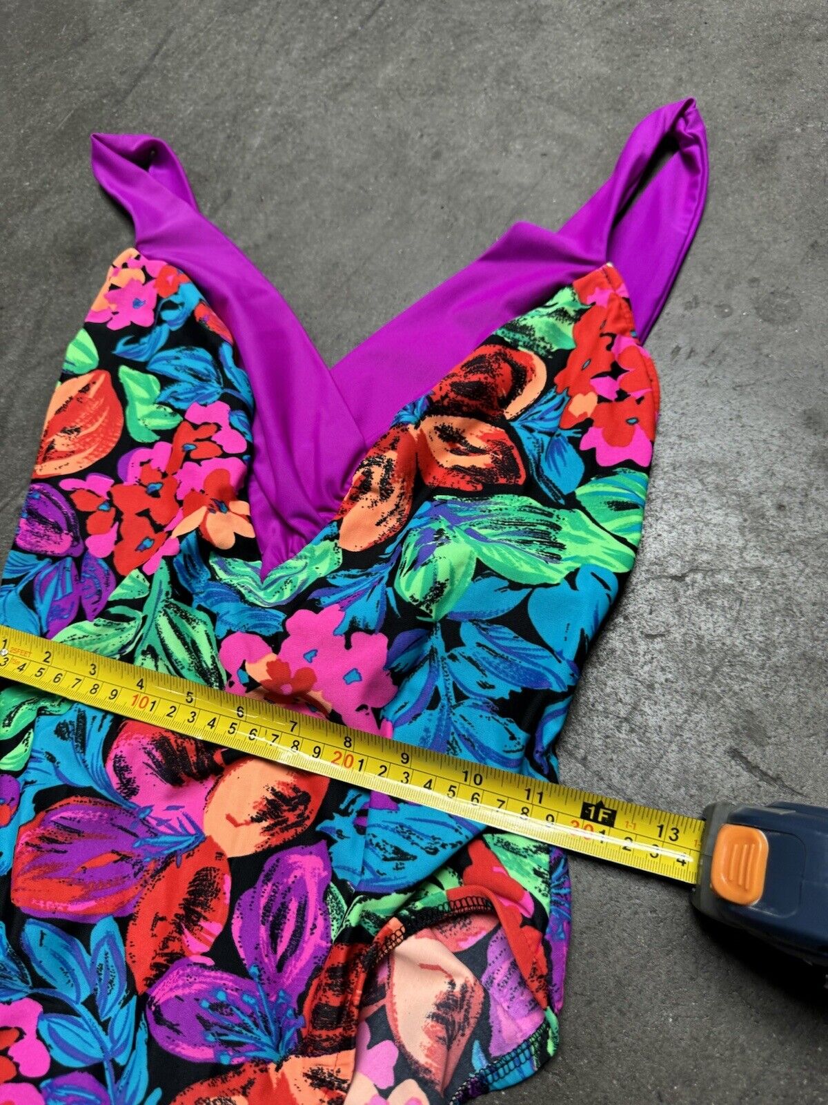 Vintage Floral Neon 90s One Piece Swimsuit - image 10