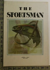 1937 SPORTSMAN FLY FISHING NET RAINBOW TROUT CARL BURGER ILLUS ART COVER 29905