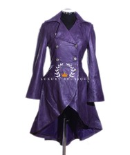 Valentina Purple Ladies Designer Military Real Lambskin Leather Corset Tail Coat