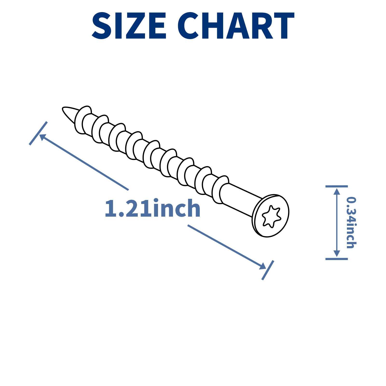 300PCS #8x1-1/4" Torx T25 Star Flat Head Screw Outdoor Wood Screw T25 Star Bit