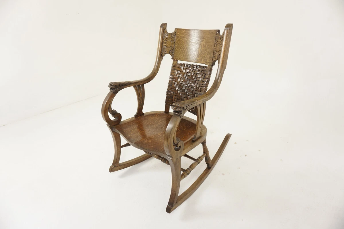 Tiger oak rocking chair deals