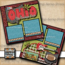 OHIO state USA 2 premade scrapbook pages paper printed 12X12 by digiscrap A0485
