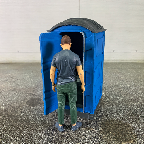 1:18 Scale Blue Portable Mobile Street Restroom Chemical toilet Porta-Potty blue - Picture 4 of 4