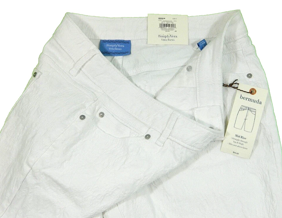 Bermudas Para Mujer NUEVO Vera Wang Texturizado Elastizado Etiqueta 6 Medido Talla 29 Foto 2 de 4