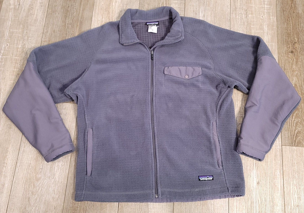Patagonia Men's Synchilla Full Zip Blue Fleece Jacket Snap Pocket