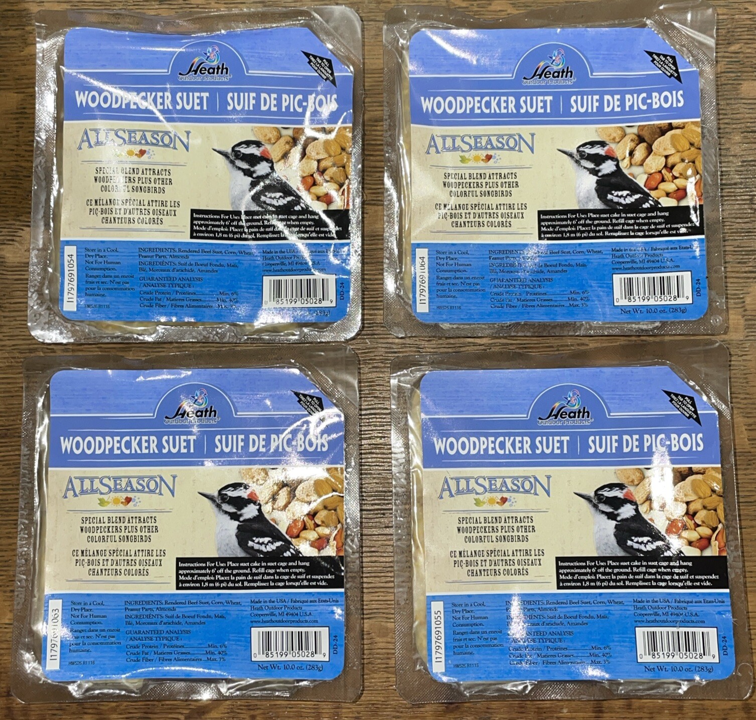 4 Pk Heath Outdoor Products  Woodpecker Suet Cake for woodpe
