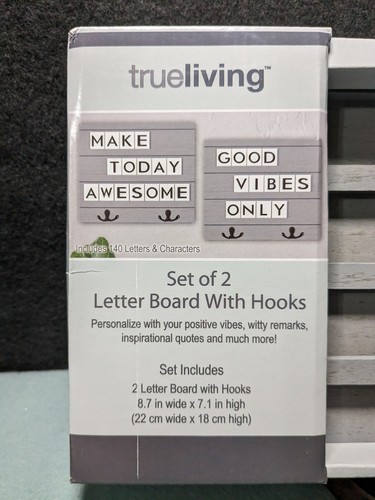 True Living Letter Board W/Hooks Gray 140 Letters & Characters Included Welcome - Picture 2 of 4