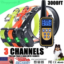 3000FT Dog Pet Training Collar Rechargeable Waterproof Electric Shock Anti Bark