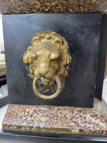 Antique E.N. Welch Black Mantle Clock With Lions Heads And Feet. Untested - Picture 9 of 20