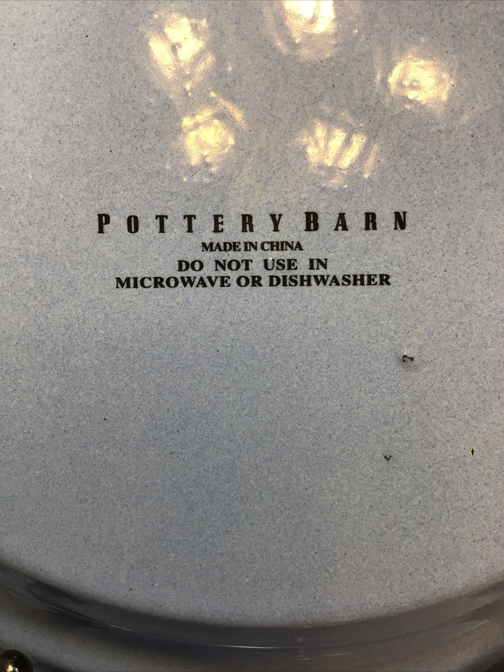 Pottery Barn Enamel Partyware Salad Plates set8 Blue Enamelware Silver Edge 10" eBay