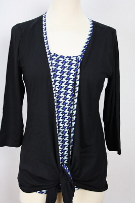 Damen Oberteil 2-in-1 Shirt Tunika Hahnentrittmuster Viskose IMAGINI Gr.38