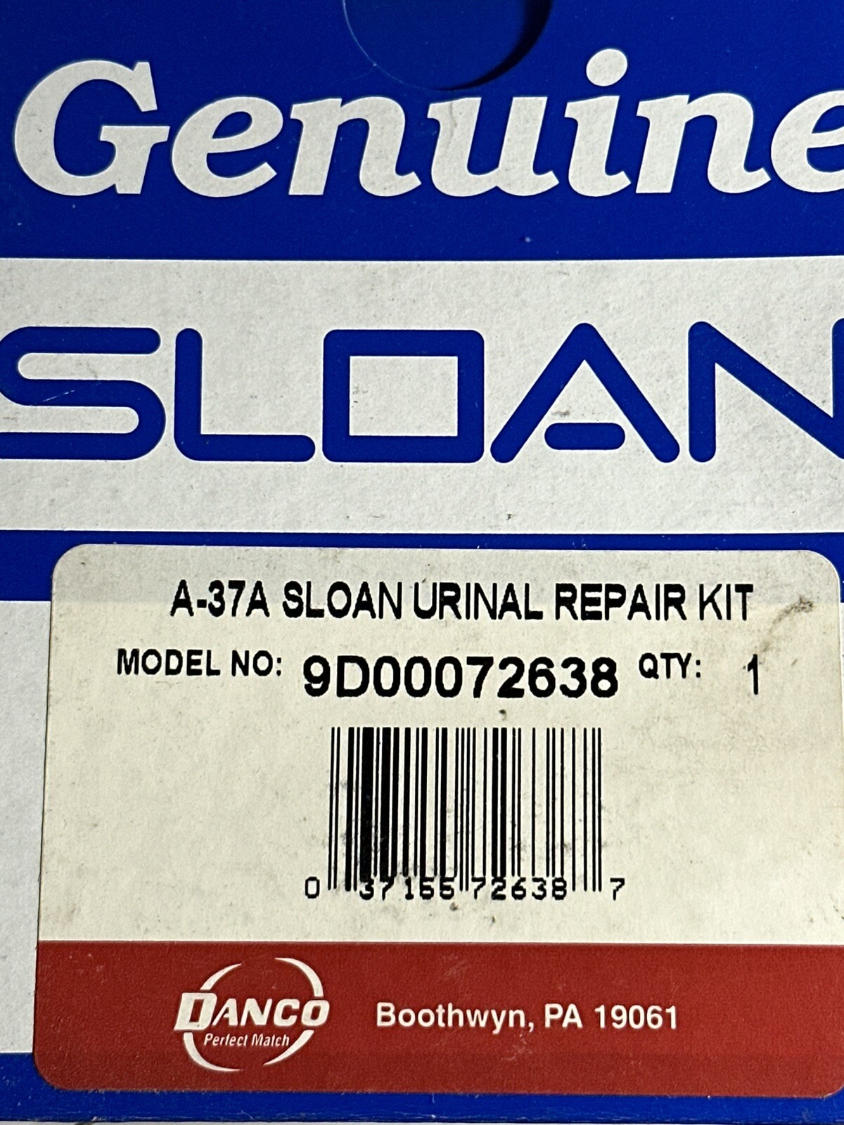 GENUINE SLOAN URINAL FLUSHOMETER REPAIR KIT, A37A New in box. Loc