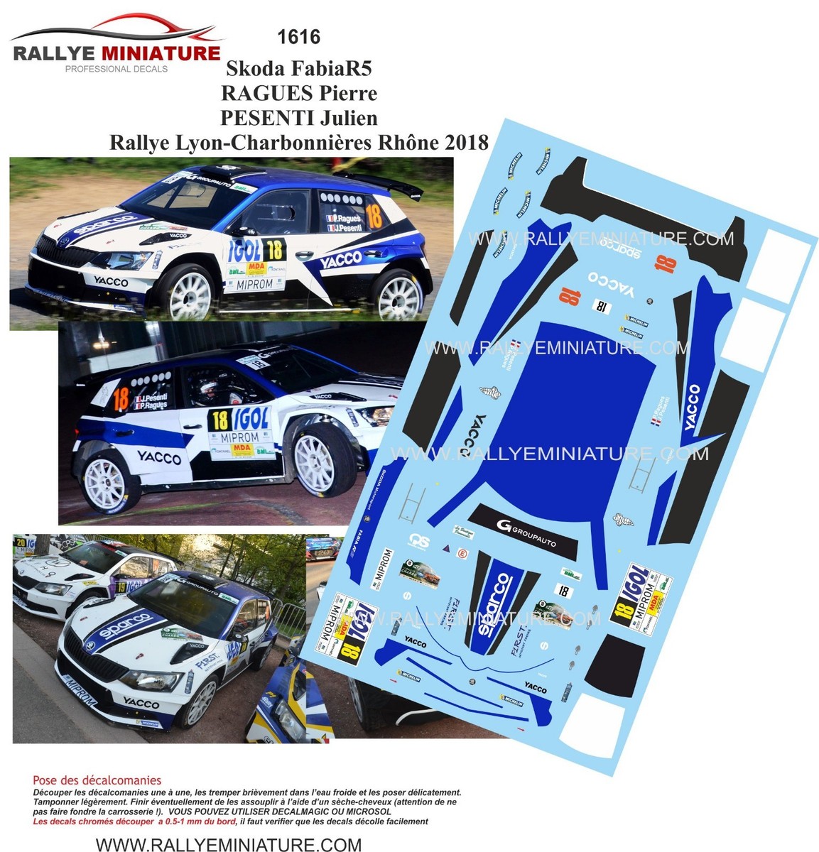 Décalcomanies 1/43 Skoda Fabia Rallye Lyon Charbonnières 2019 - Planche De Décoration - Neuf