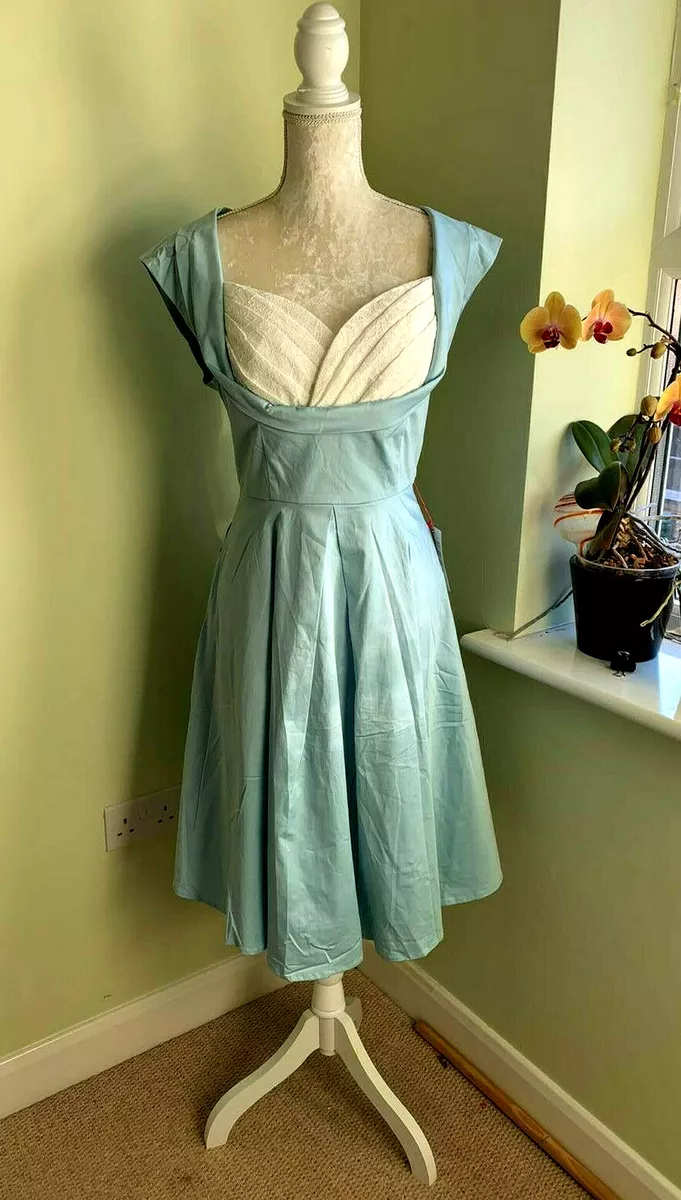 Jolie Moi Size 16 Pale Green White Crossover Lace Bust Retro Prom