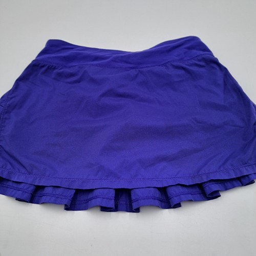 Ivivva by Lululemon Skort Girls 12 Purple Lined Tennis Zip Pocket Elastic Waist - Picture 5 of 10