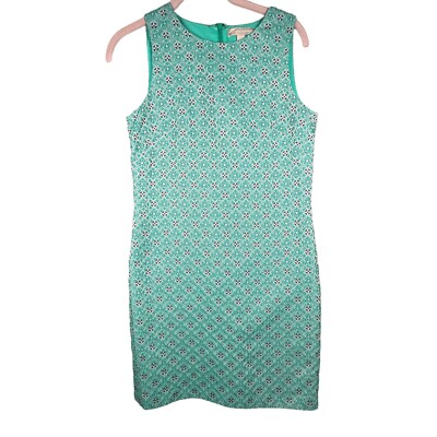 Banana Republic Jacquard Floral Sheath Summer Party Turquoise Mint Dress Sz  0 | eBay