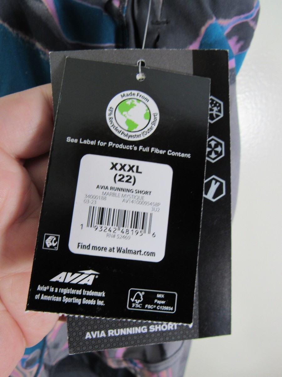 New Womens Avia Running Short Size XXXL 22 Multi Colors Zippered