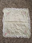 Vintage Wil-low Embroidered Handkerchief Yellow With Flowers Made In Switzerland