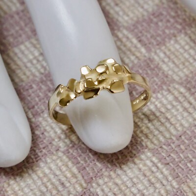 NEW LADIES TEN KARAT YELLOW GOLD MAGIC GLO NUGGET STYLE RING (size 7.5)