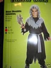 Boy's Size Medium 8-10 Horror Robe Reaper Halloween Costume Black Gray New