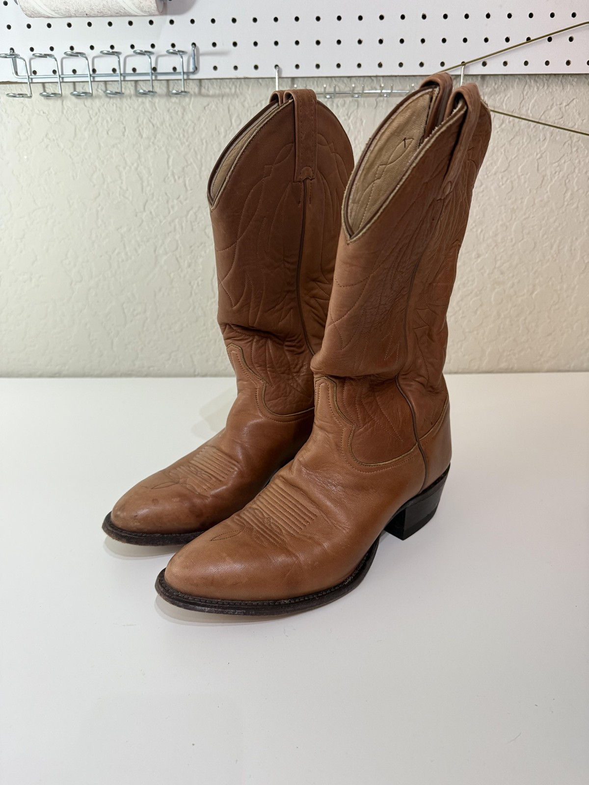 Tony Lama Boots Mens Size 8.5 Brown Leather Western Cowboy Pointed Toe F1238