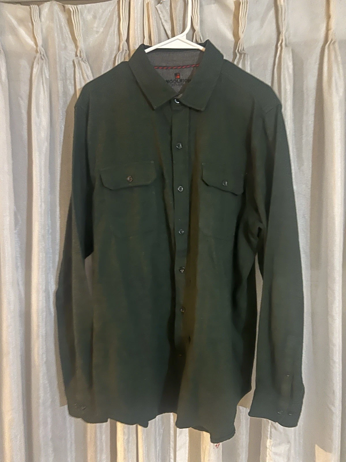 Woolrich Shirt Mens L Flannel Long Sleeve Casual Cotton Green Outdoors Workwear
