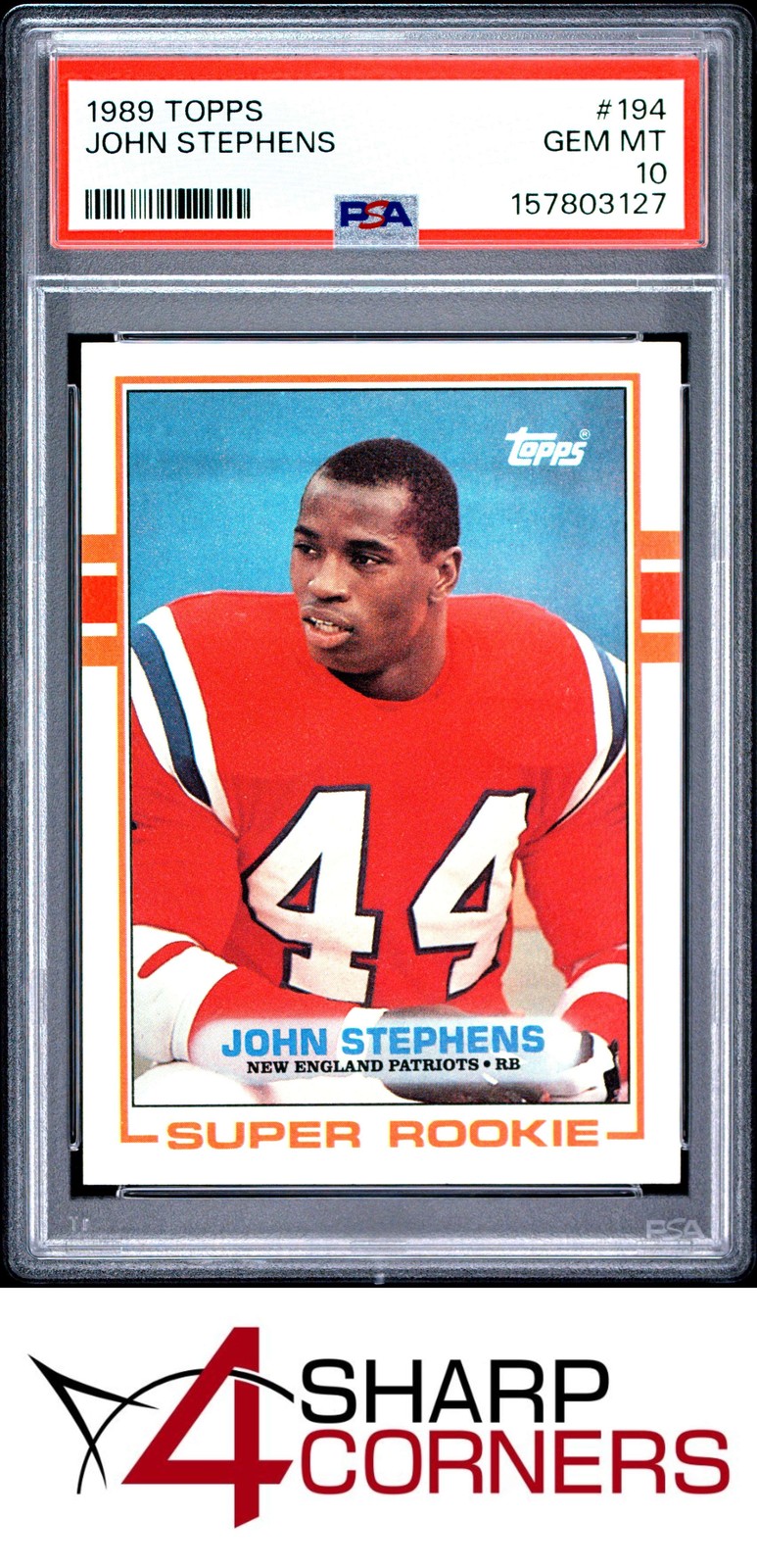 1989 TOPPS #194 JOHN STEPHENS RC PATRIOTS PSA 10