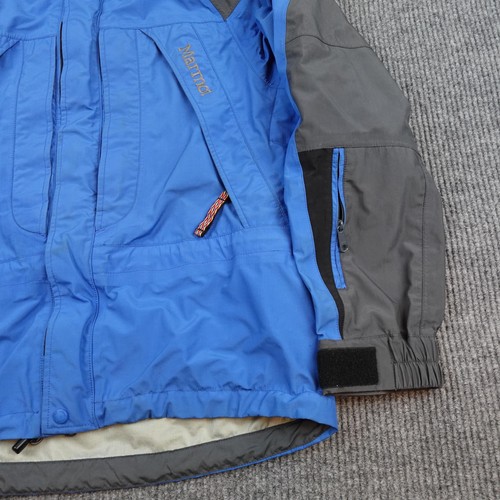 Vintage Marmot Goretex Jacket Mens Medium Blue Hooded 3 Ply Ski Shell Waterproof - Picture 2 of 12