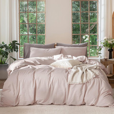 Bedding Duvet Cover Set 100 Washed Cotton Linen like Textured Breathable Durabl