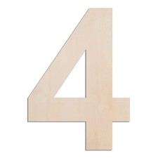 12 Inch Large Wooden Number 4 Big 1/4 Inch Thick Wood For DIY Crafts Decor