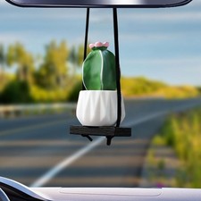 Swinging Cactus Succulent Car Hanging Ornament Creative Rear View Mirror Charm