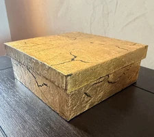 Lancome Gold Decorative Box with Lid Trinket Jewelry Keepsake Box Home Decor