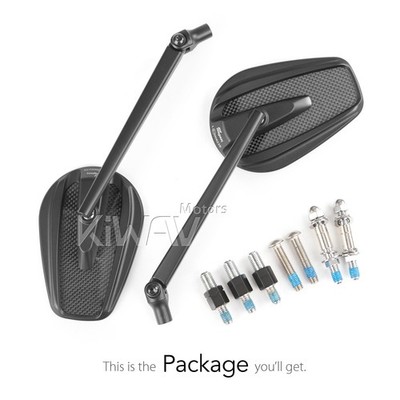 Universal Slim Mirrors MAMBA Black Carbon Fiber Convex fits Honda Shadow VTX