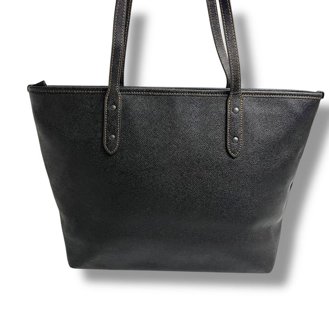 COACH Tote Bag Leather Black Embroidered Flowers Skull Hawk