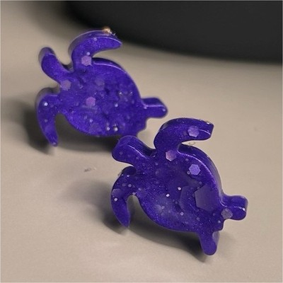 Purple Turtle Acrylic Stud Earrings, Animals & Insects Theme, Lobe Piercing
