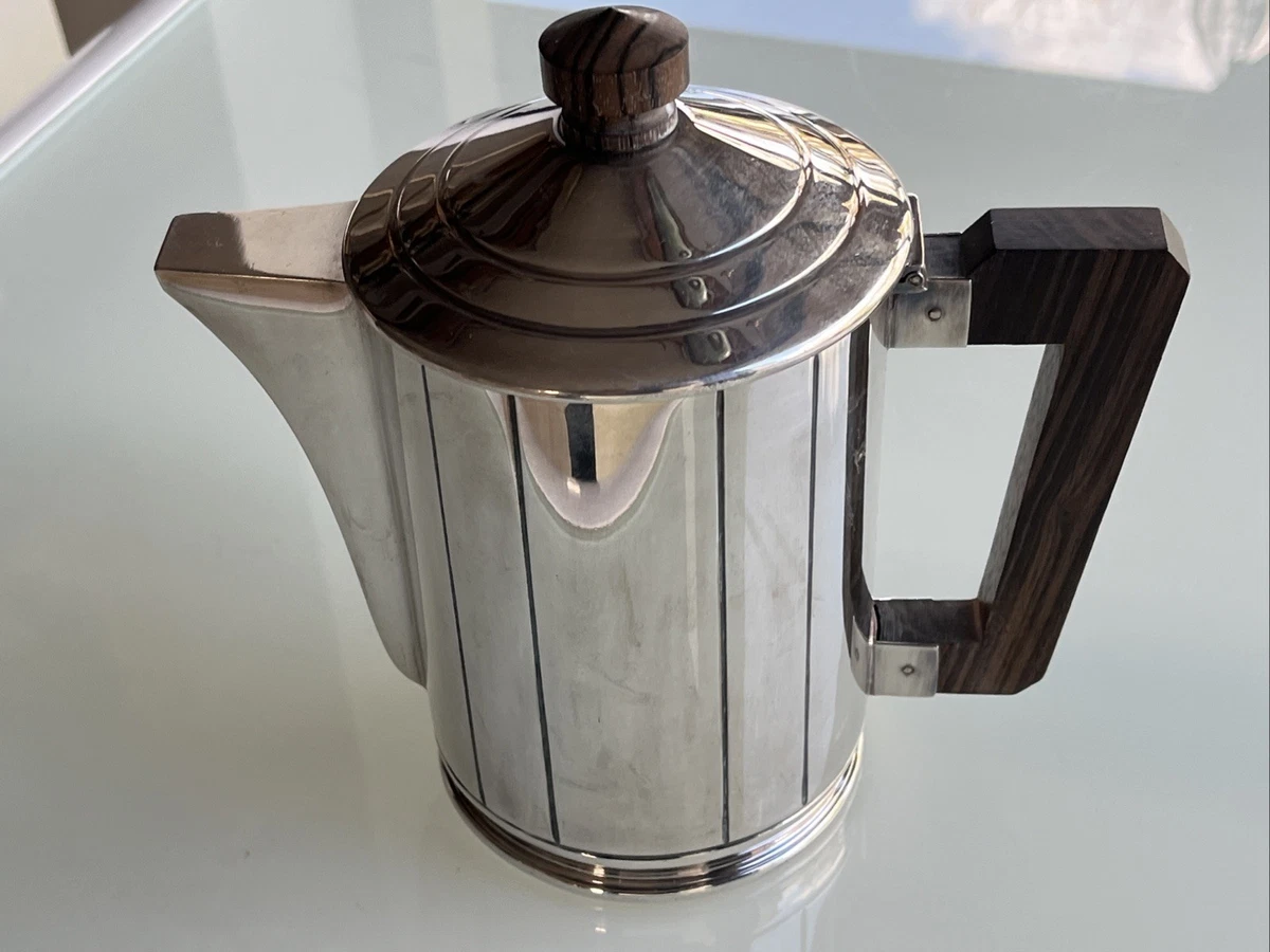 Mini cafetière 2 tasses Art Déco, beau métal argenté anglais signé REED & BARTON - Vendu
