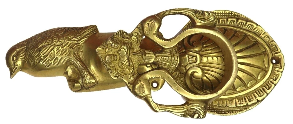 Timbre estilo antiguo hecho a mano con forma de pájaro llamador de puerta de latón decoración del hogar regalo Foto 3 de 4