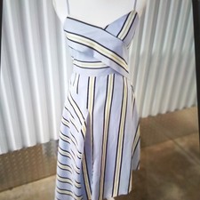 Banana Republic Light Blue Striped V-Neck Adjustable Strap Maxi Dress 0