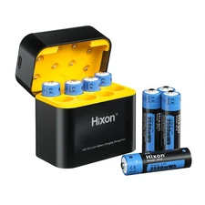 Hixon 8PCS 1.5V Rechargeable Lithium Batteries AA 3500mWh &Charging Storage Box