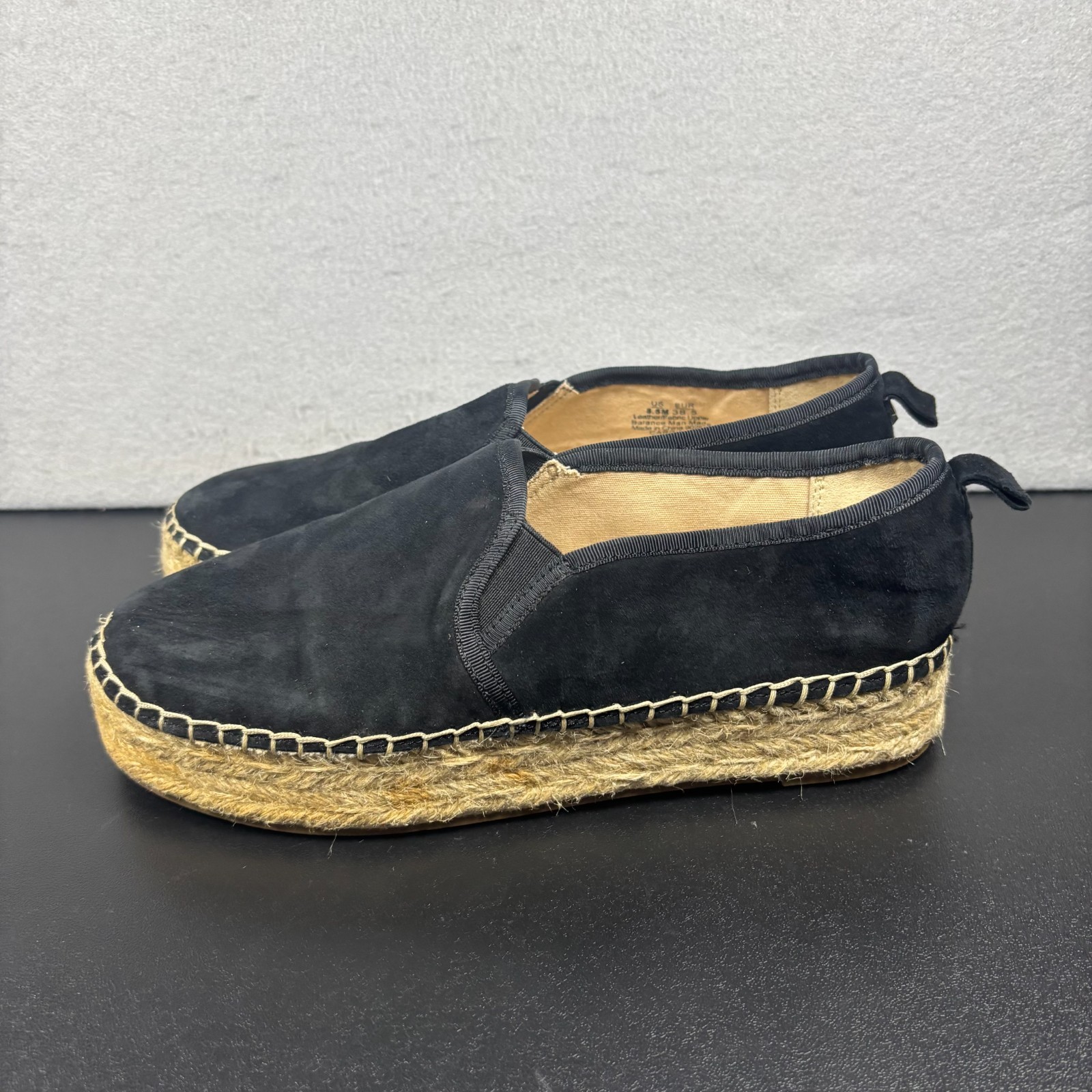 Sam Edelman Women's Suede Carrin Espadrille Flats Black Size 8.5M Slip On Shoes