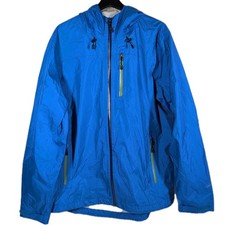 Orvis Giacca Antipioggia Uomo Grande Blu Leggera Impermeabile con Cappuccio Pesca Wading