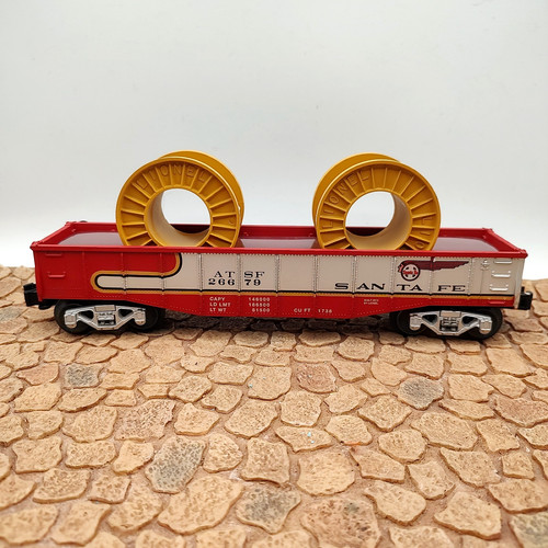 LIONEL 6-26679 SANTA FE SF WARBONNET GÓNDOLA CABLE CARRETES TREN VAGÓN O CALIBRE ATSF | Zustand: Used