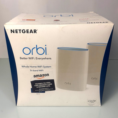 NETGEAR Orbi RBK50 Tri-Band Whole Home WiFi Router + Satellite, White