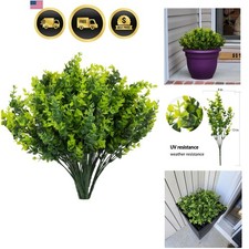 8 Bundles UV Resistant  Non-Fading Artificial Boxwood Shrubs - Fake Greenery...