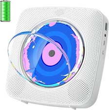 Kegaudio Portable CD Player with Speakers Bluetooth Remote USB AUX Radio White