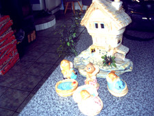Pendelfin Rabbits  HOUSE WITH BARNEY , BATHTUB , PARSLEY , POPPET  & TOTTY