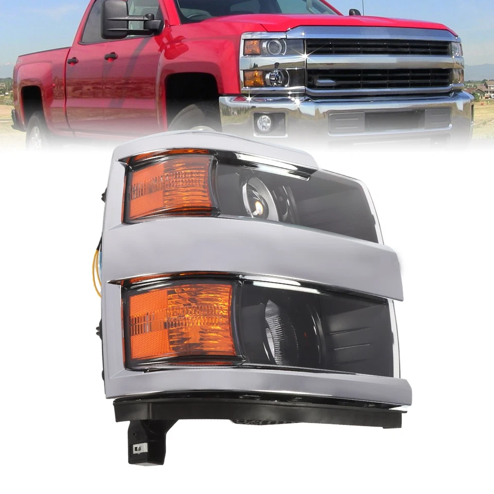 For 2015-2019 Chevy Silverado 2500 3500 HD Chrome Headlight Passenger Right Side Foto 2 de 4